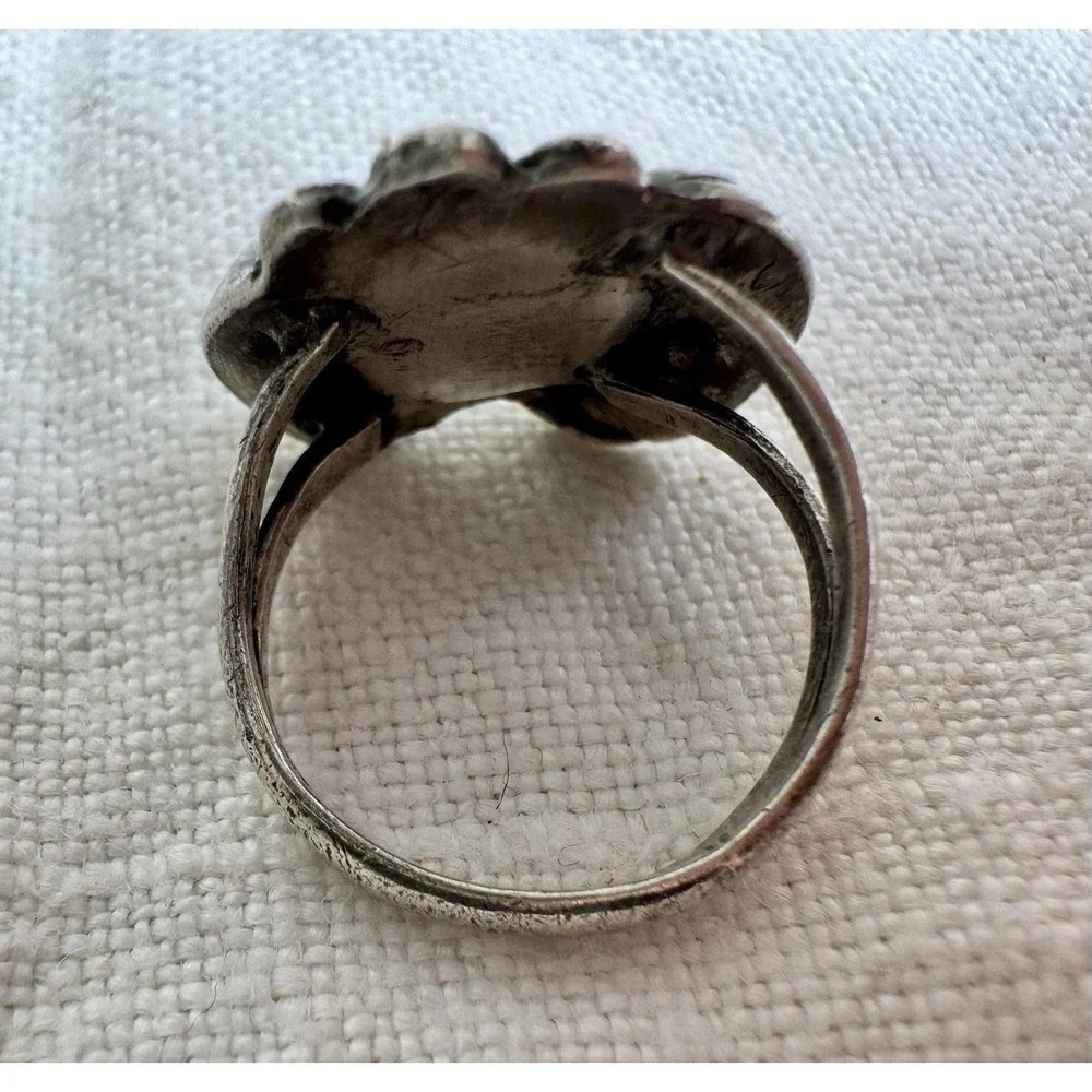 VTG Navajo Sterling Silver Turquoise Leaf Feather Ring Sz6 Old Pawn Southwestern